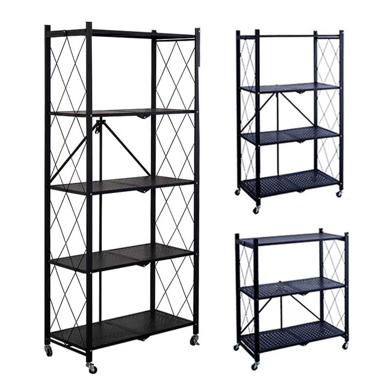 Foldable Shelf Unit with Wheels for Kitchen, Living Room