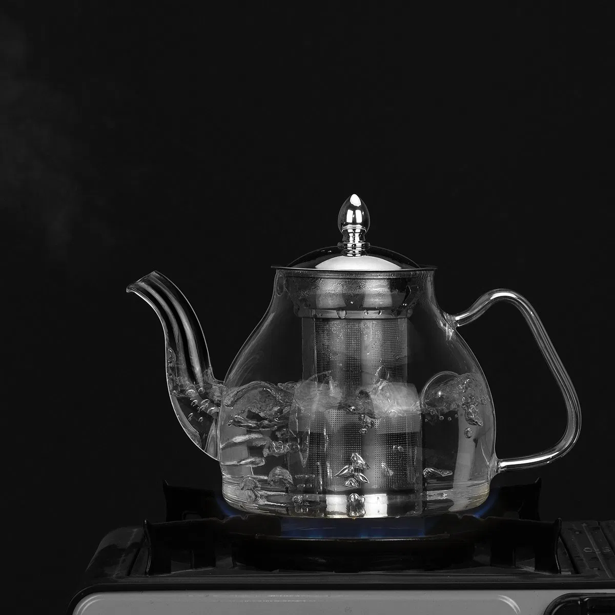 1200ml Pyrex Glass Pot, Borosilicate Clear Tea Kettle with Removable Infuser, Glass Tea Maker