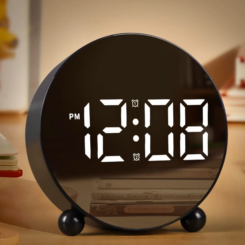 Minimalist LED Digital Alarm Clock Bedside Table Clock with Temperature Display Plastic Design