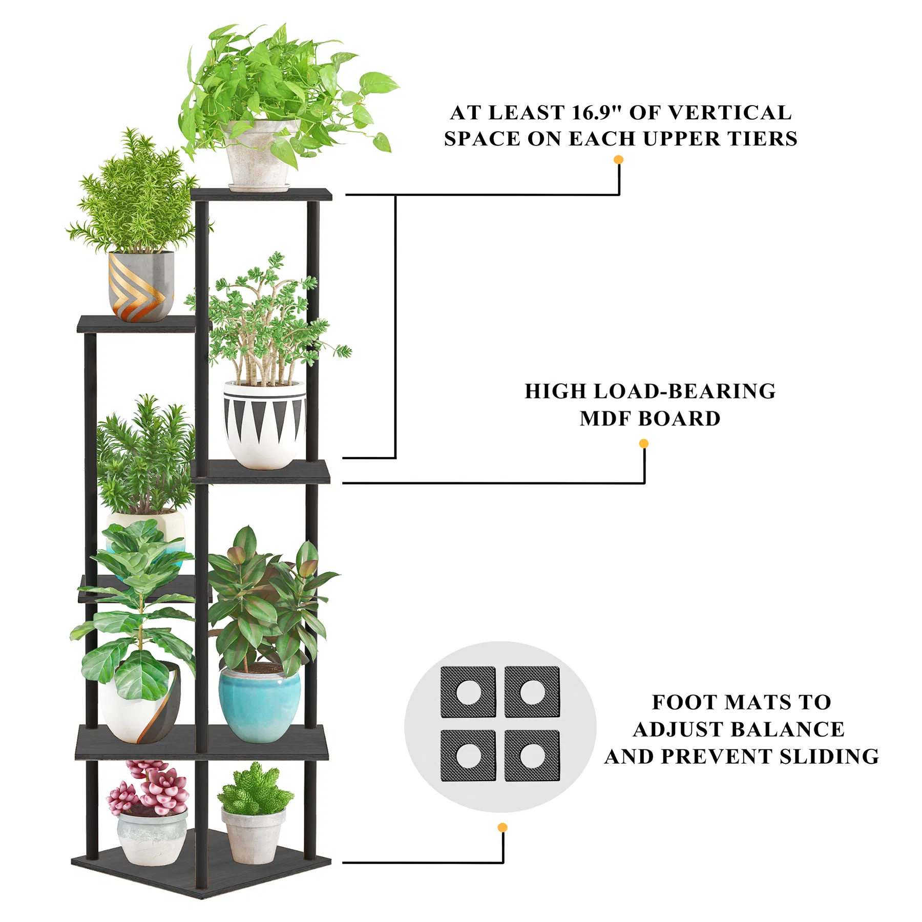 Stylish 6-Tier Tall Indoor Plant Shelf for Corners