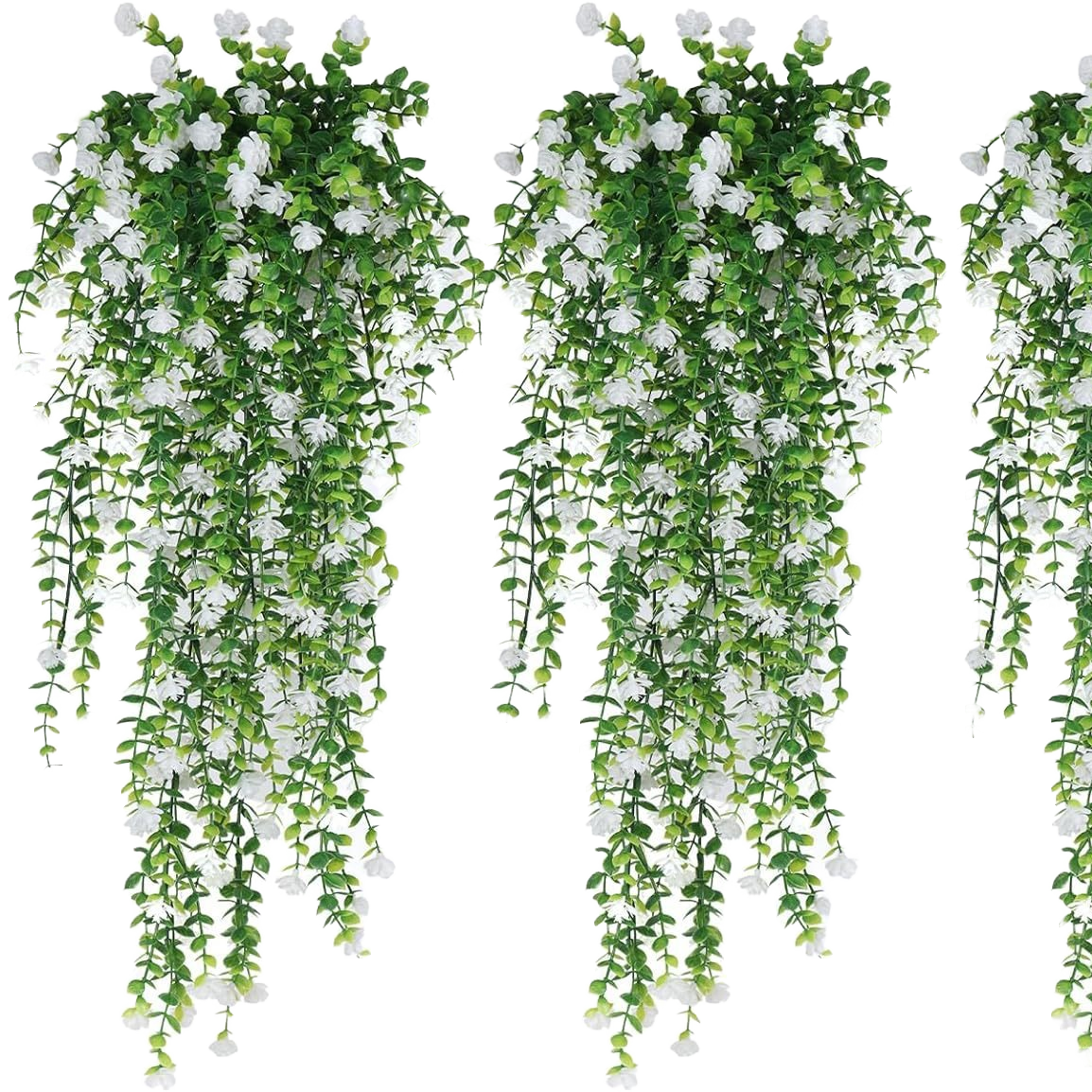 Цветы искусственные подвесные белые УФ-стойкие пластик