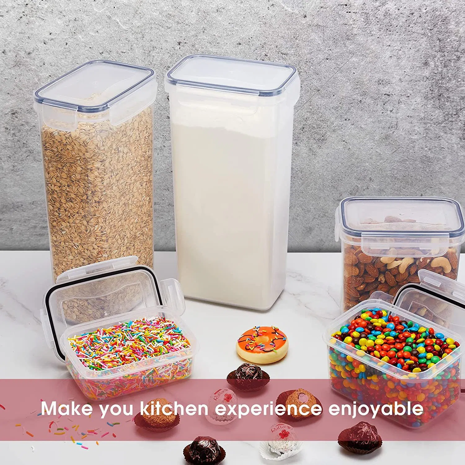 DS-5215B 0.8L Rectangular Plastic Food Storage Container Dry Cereal Food Container Storage