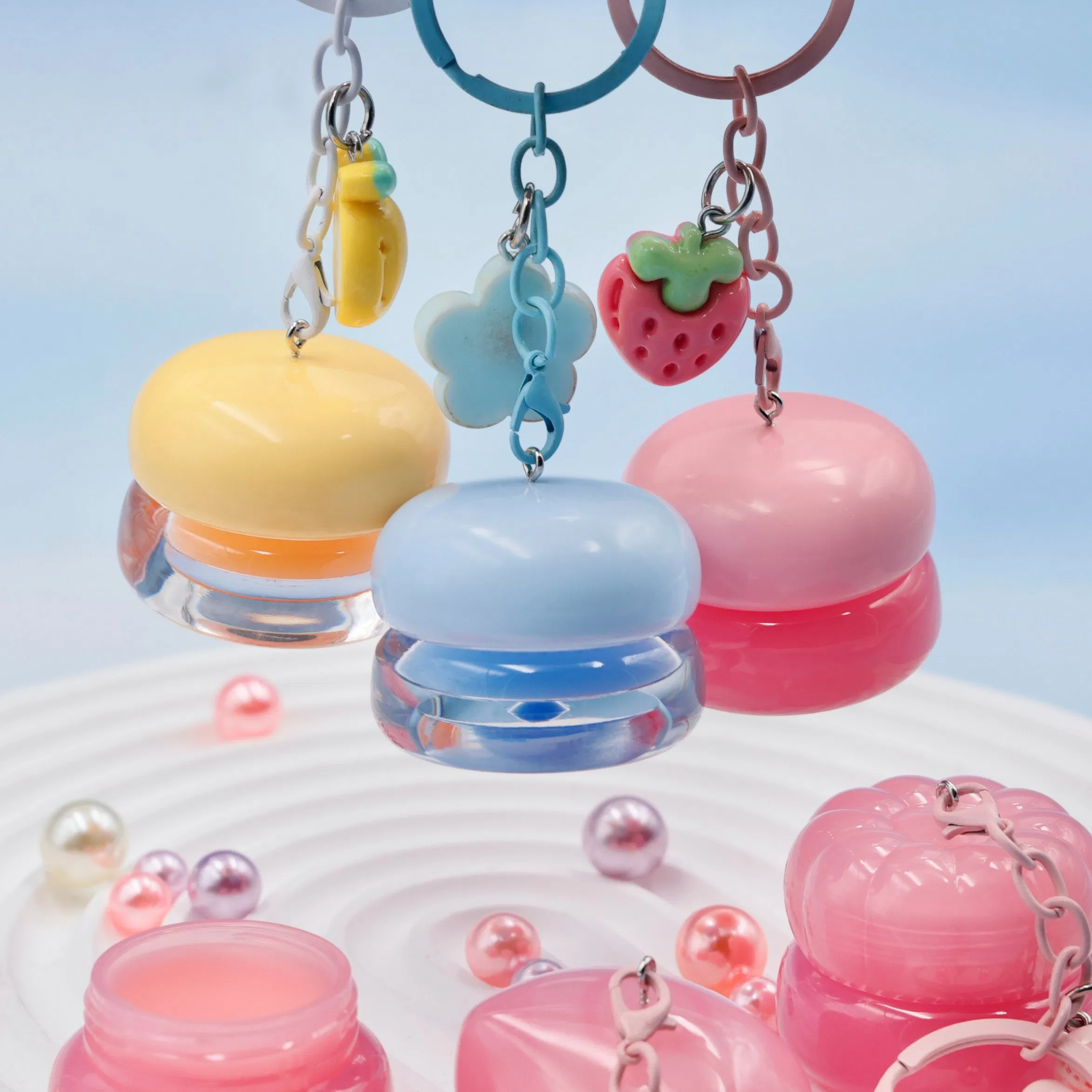 Custom Logo Lip Mask Keychain Blueberry Mango Peach Flavor Fruit Jar Lip Mask Sleeping Mask Lip Balm