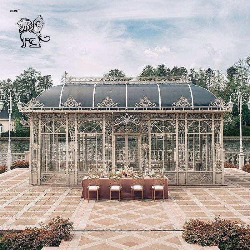 18*9*H6m Outdoor Large Garden Metal Gazebos Wrought Iron Greenhouse Wedding Glass Sunroom