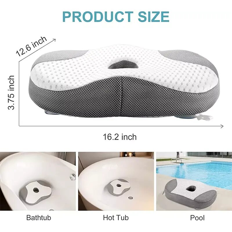 Quick Dry 3D Mesh Swimming Pool Pillow with Anti Skid Suction Cups Bathtub Pillow