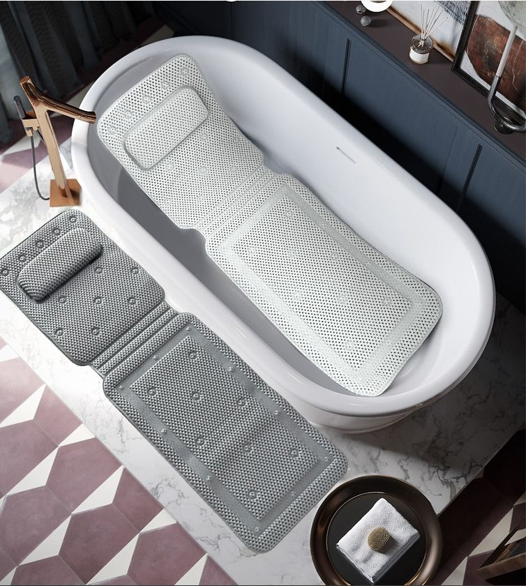Non-Slip Cushioned Bathtub Pillow PVC Bath Pillow for Full Body, Neck Back & Shoulder Support Bath Mats