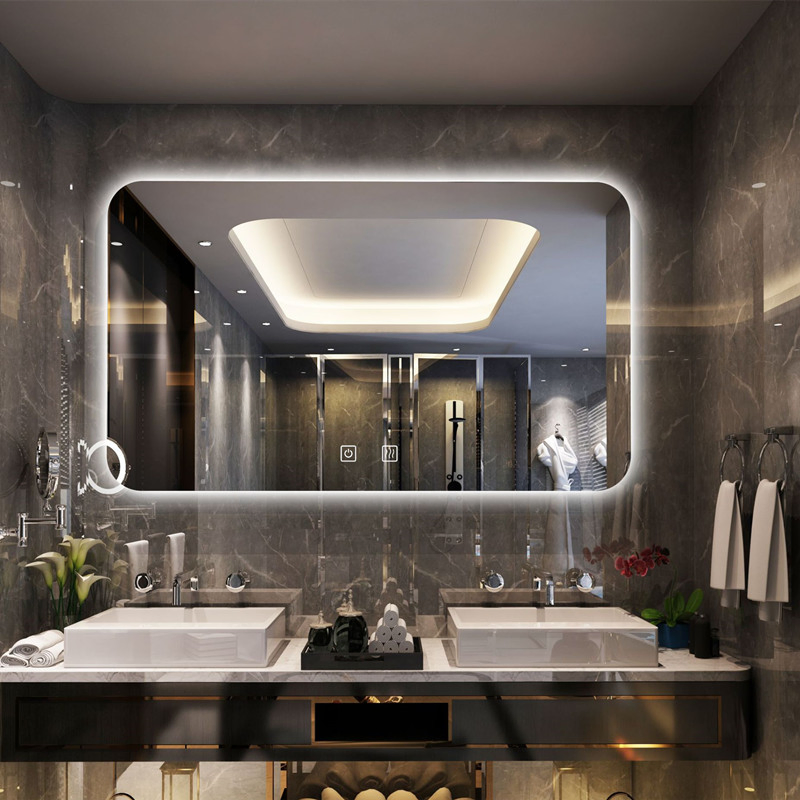 LED Bathroom Mirror, Toilet Luminous Makeup Mirror, Hotel Bluetooth Defogging LED Mirror 0670
