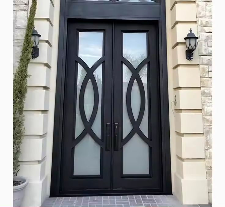 Cbmmart Double Swing Security Exterior Steel Metal Front Wrought Iron Entry Doors