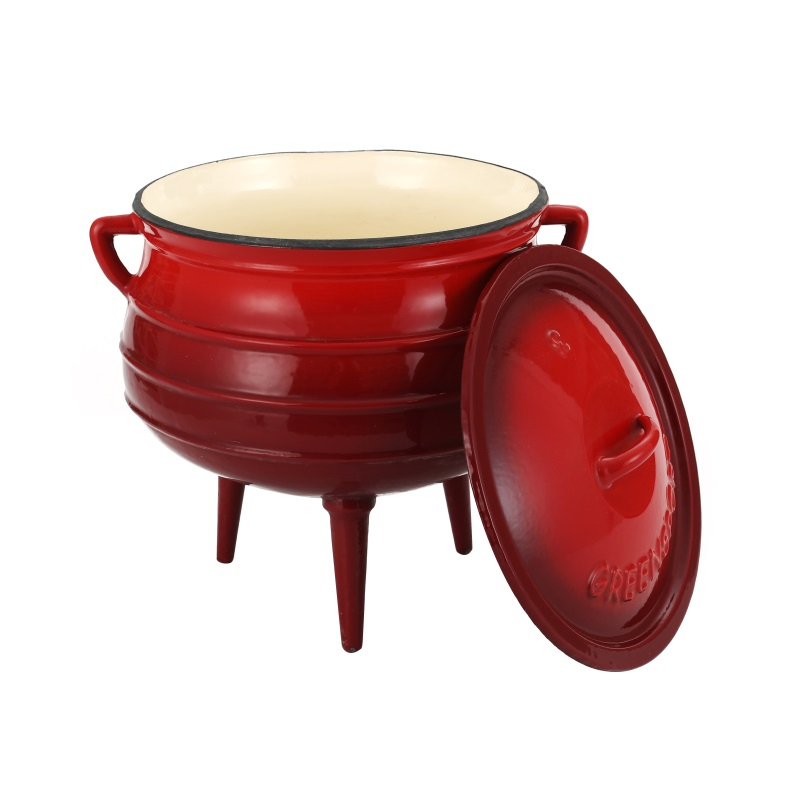Чугунный эмалированный котелок Потье с тремя ножками