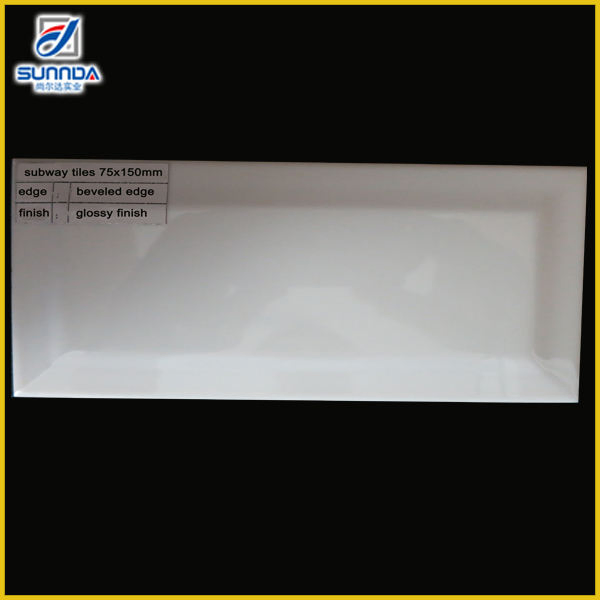 Hot Sales Bevel Edge Super White Subway Tile Ceramic Wall Tiles Glossy and Matt Finish for Kitchen and Bathroom