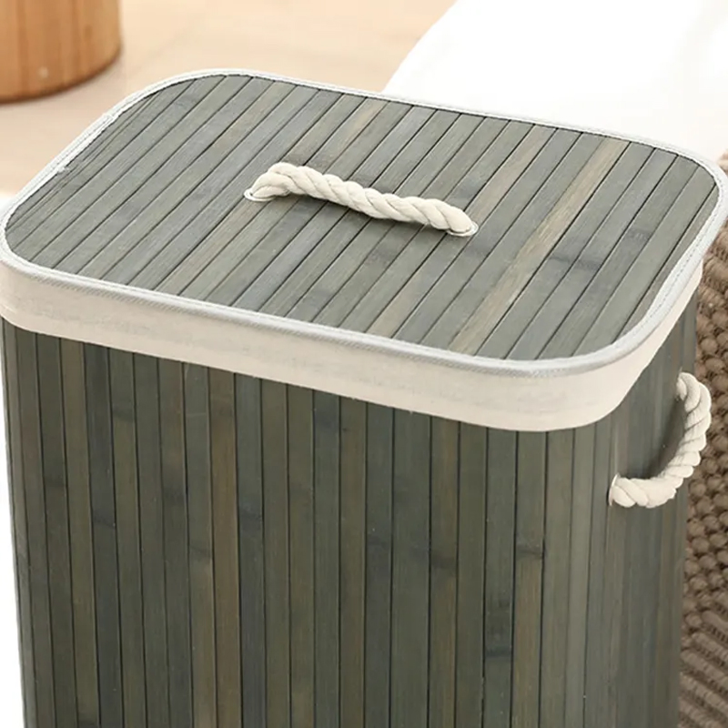 Bamboo Washing Basket Clothes Hamper Laundry Hamper Rope Handles Natural Stain Bamboo Laundry Basket with Lid