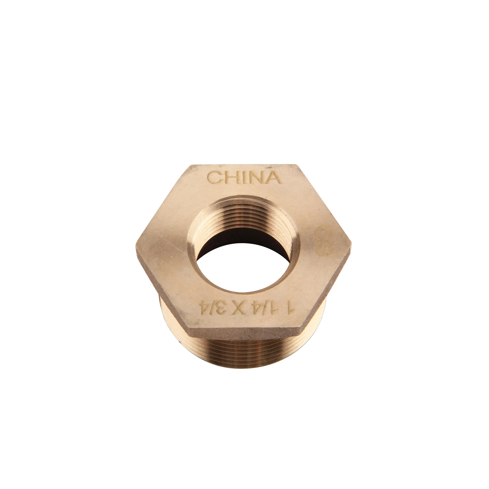 Durable Hex Brass Fitting: 1-1/4" NPT Male to 3/4" Female