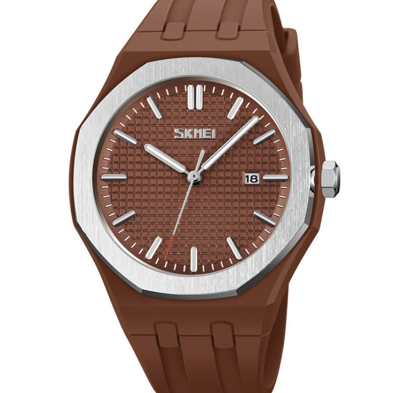 Men's Quartz Watch Business Korean Style Waterproof Zinc Alloy Case Silicone Band