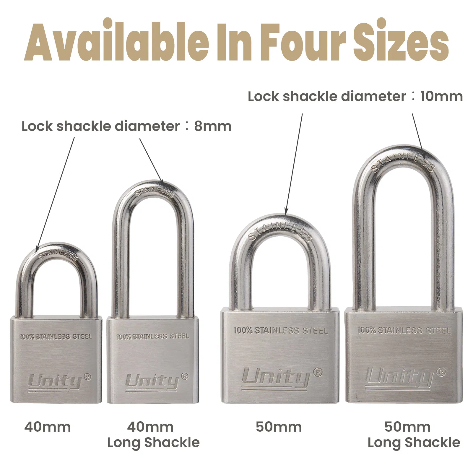 100% Stainless Steel Padlock Marine Lock Weatherproof for Sea Boat
