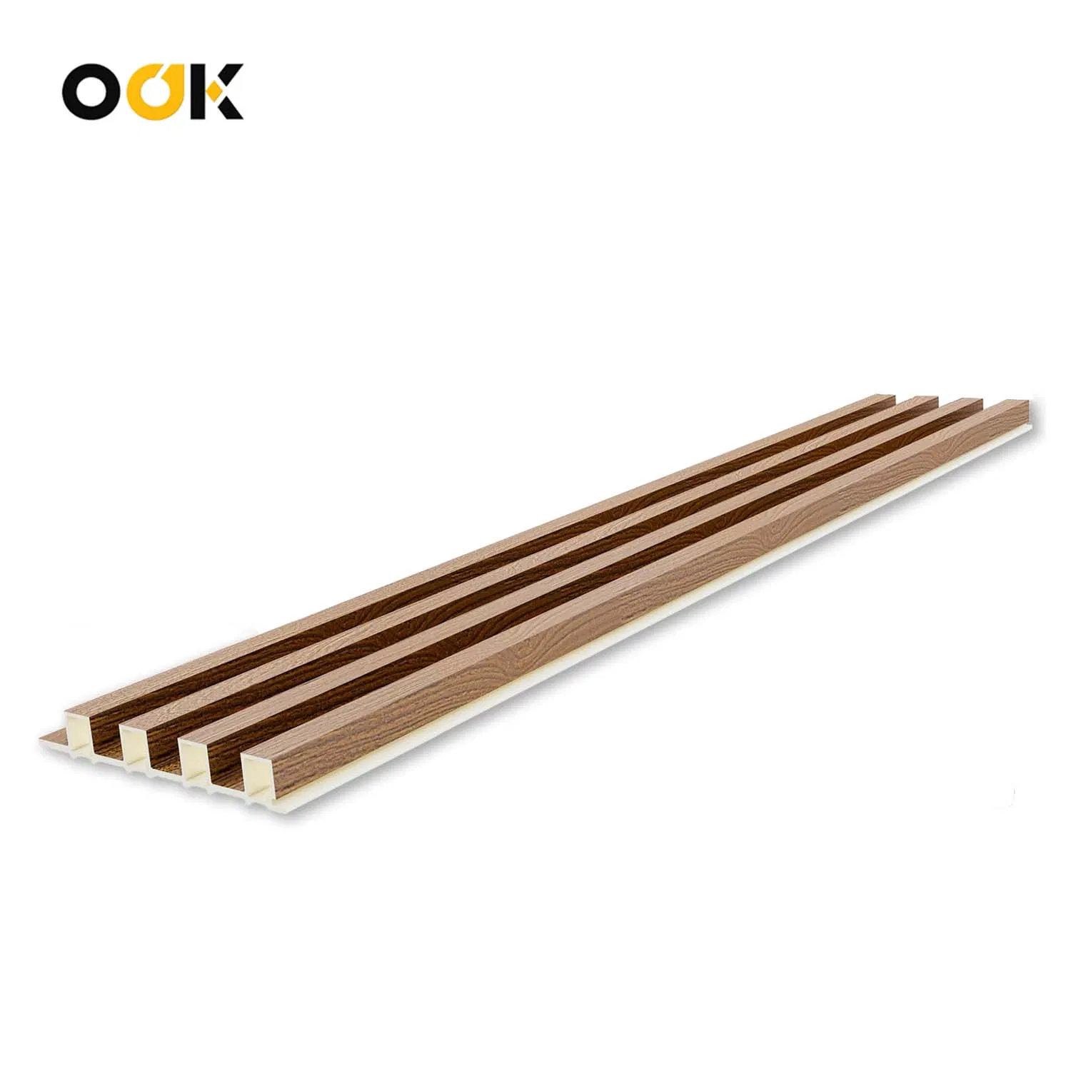 2026 Aku WPC 3D Slat Cladding Wall Panel Interior Decoration Polyester Fiber Decorative Waterproof Fireproof Wood Panel Composite Wall Panel Factory Price China