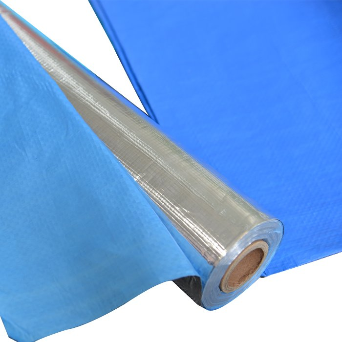 Fireresistant Woven Fabric with Blue Coating to Laminate Aluminum Foil as Roof Sarking Insulation