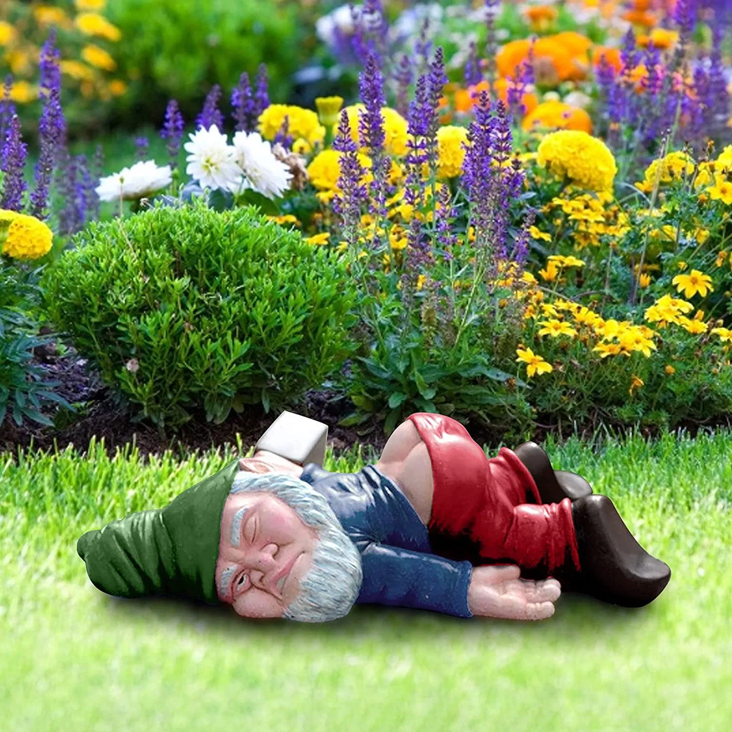 Resin Sculpture Funny Drunk Gnomes Statue Creative Dwarf Garden Decoration Ci21222