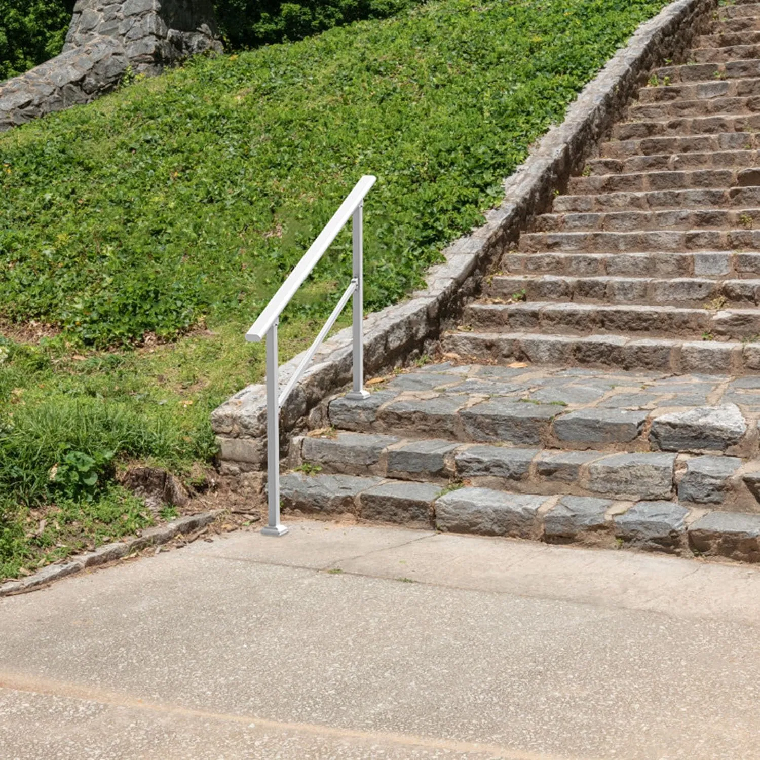 Handrails for Outdoor Steps, Wrought Iron Stair Railing Fits 3 or 4 Steps, Metal Hand Rail with Installation Kit