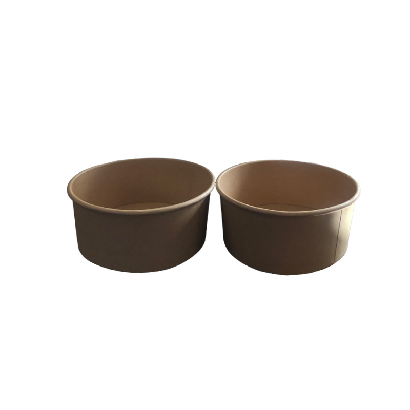 Disposable Take Away Kraft Paper Salad Bowl with Pet Lid Kraft Salad Bowl