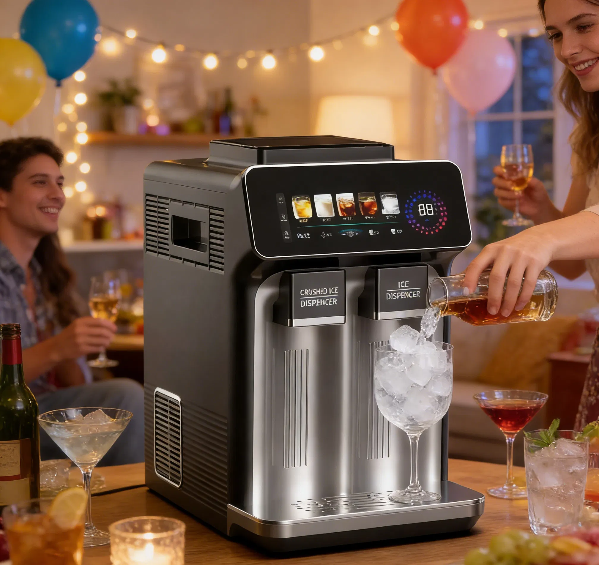 Compact Ice Maker with Flake Ice and Cold Water Dispenser