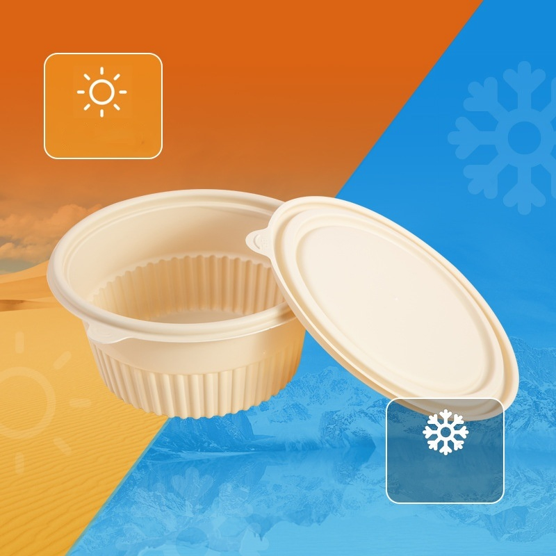 500ml Microwave Biodegradable Corn Starch Disposable Plastic Salad Bowls with Lid