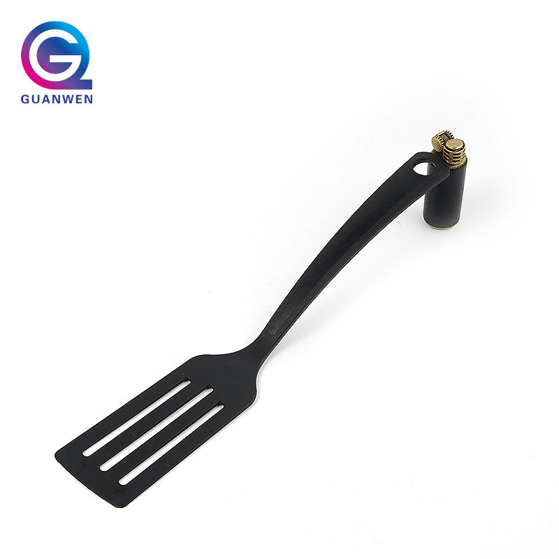 High Temperature Resistance Nylon Turner Spatula Black Kitchen Utensil Multi-Function Slotted Turner with Custom Logo