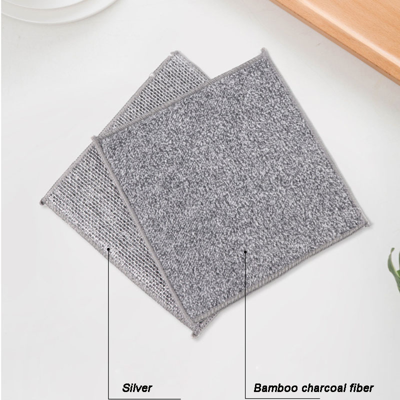 Esun Multifunctional Dish Towel Kitchen Stove Wash Double-Sided Silver Wire Dish Cloth for Cleaning Dishes