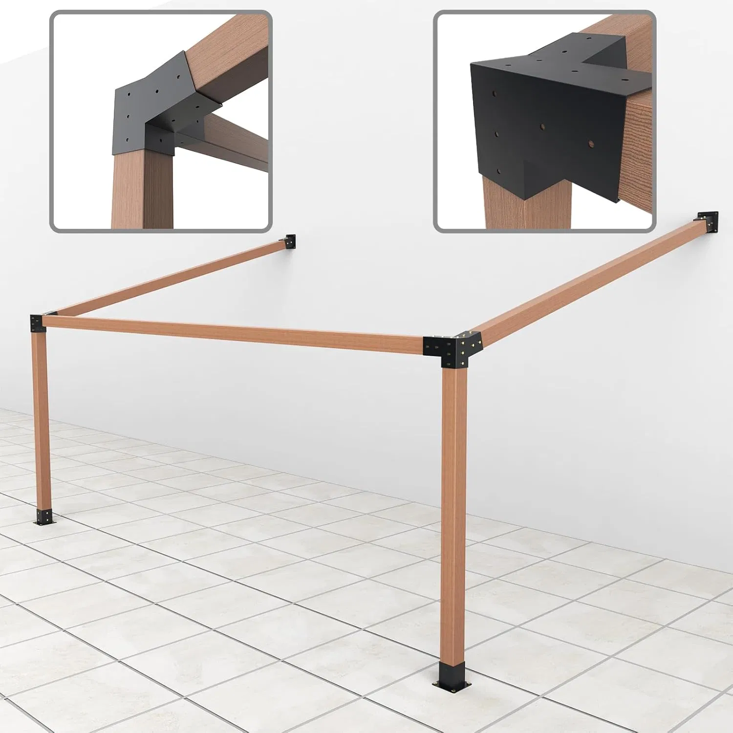 Outdoor Timber Slant Black 8X8 6X6 Pergola Aluminium Brackets