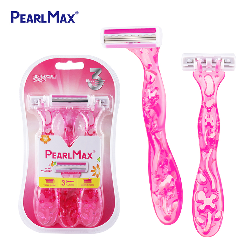 Pearlmax New Triple Blade Disposable Shaving Razor Safety Face Shaving Plastic Razor for Women