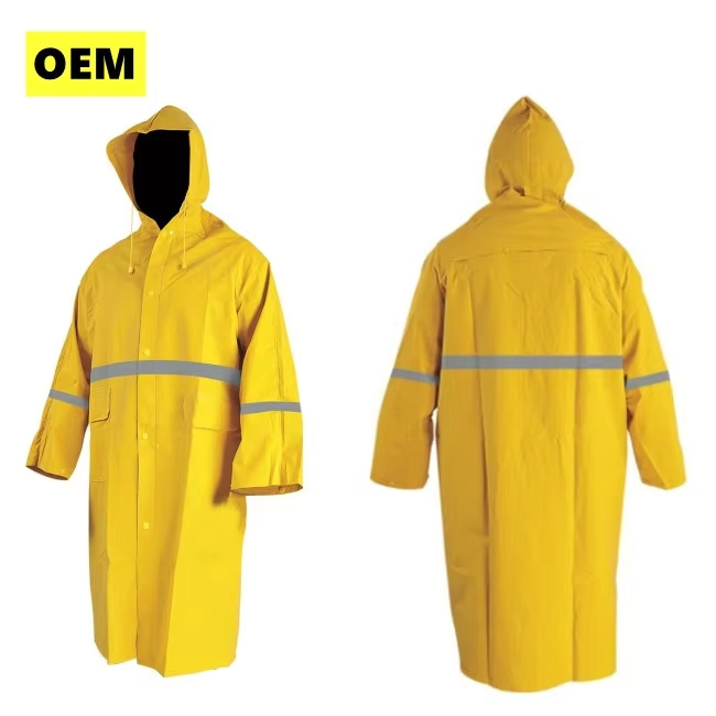 High Quality Heavy Duty PVC Polyester Rain Poncho Adult Mens Waterproof Raincoats for Rain