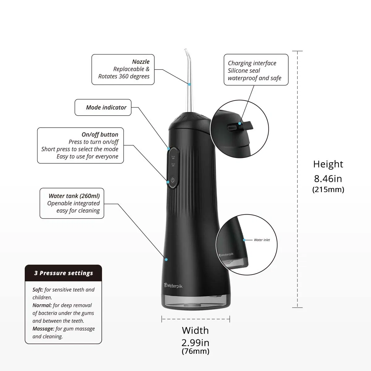 Wholesale Portable Electric Cordless Ipx7 Waterproof Dental Floss Water Flosser Rechargeable Oral Irrigator