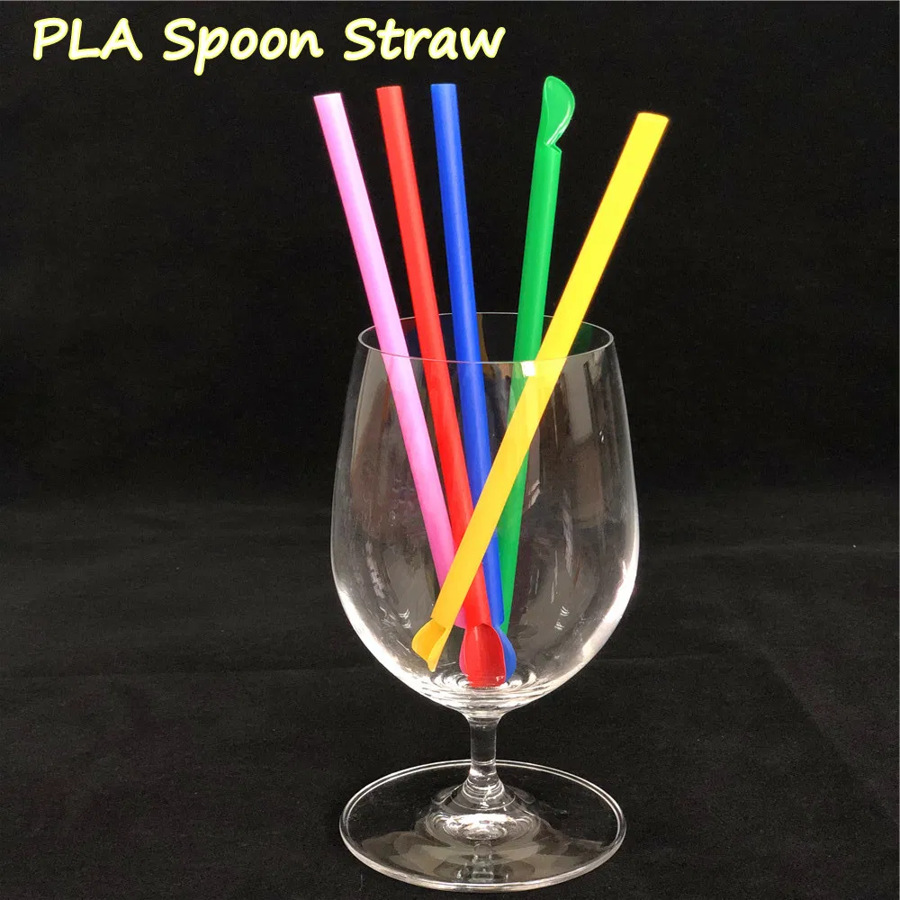 Supply Colorful Biodegrade Eco-Friendly Cutlery Diameter 6mm /8mm/12mm PLA Plastic Spoon Straw