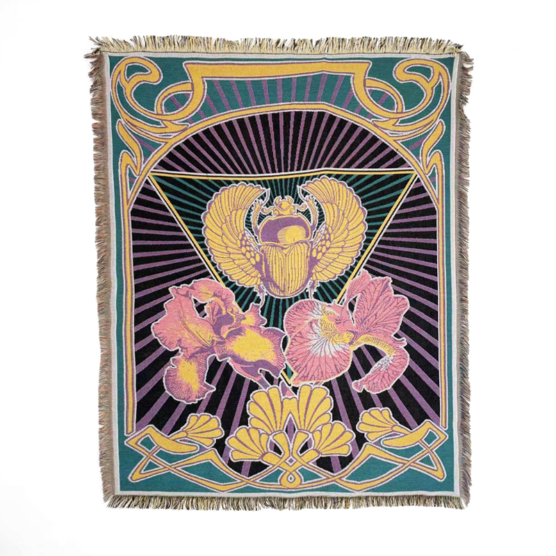 Плед вязаный с кисточками, кастомный дизайн