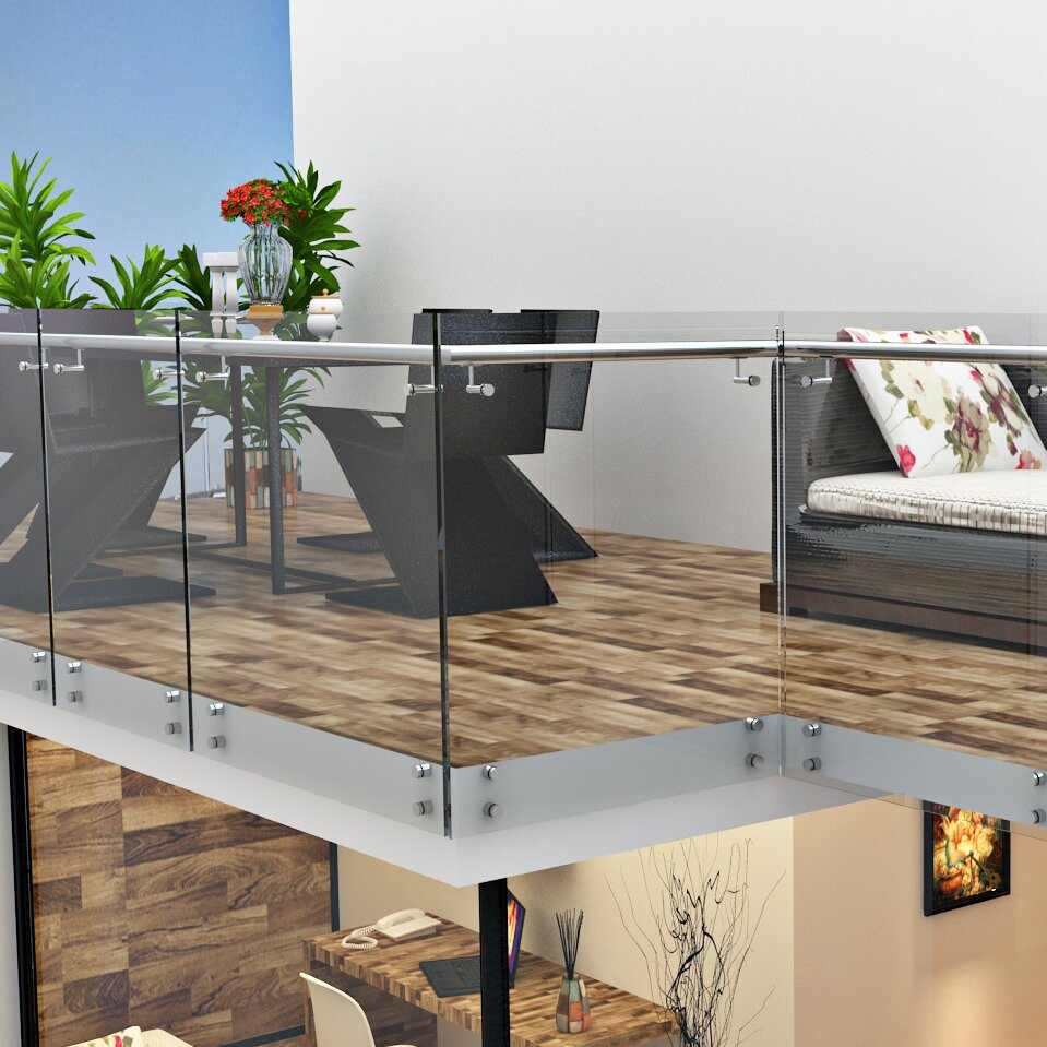 Modern Balcony Handrail with Secure Clamps and Smooth Edges Glass Railing (DMS-B2120)