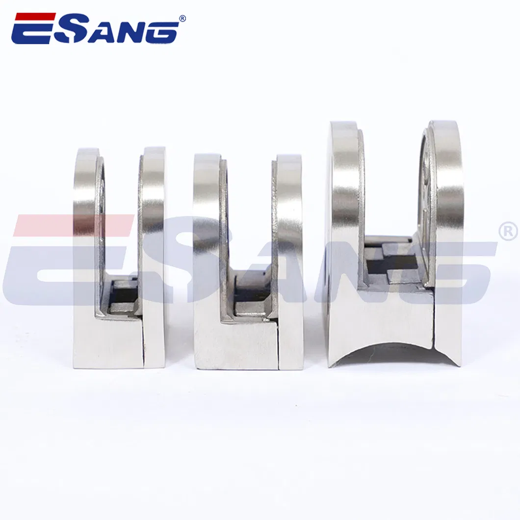 Esang Restaurant Stair Handrail Satin Stainless Steel Glass to Wall Round Glass Clamp