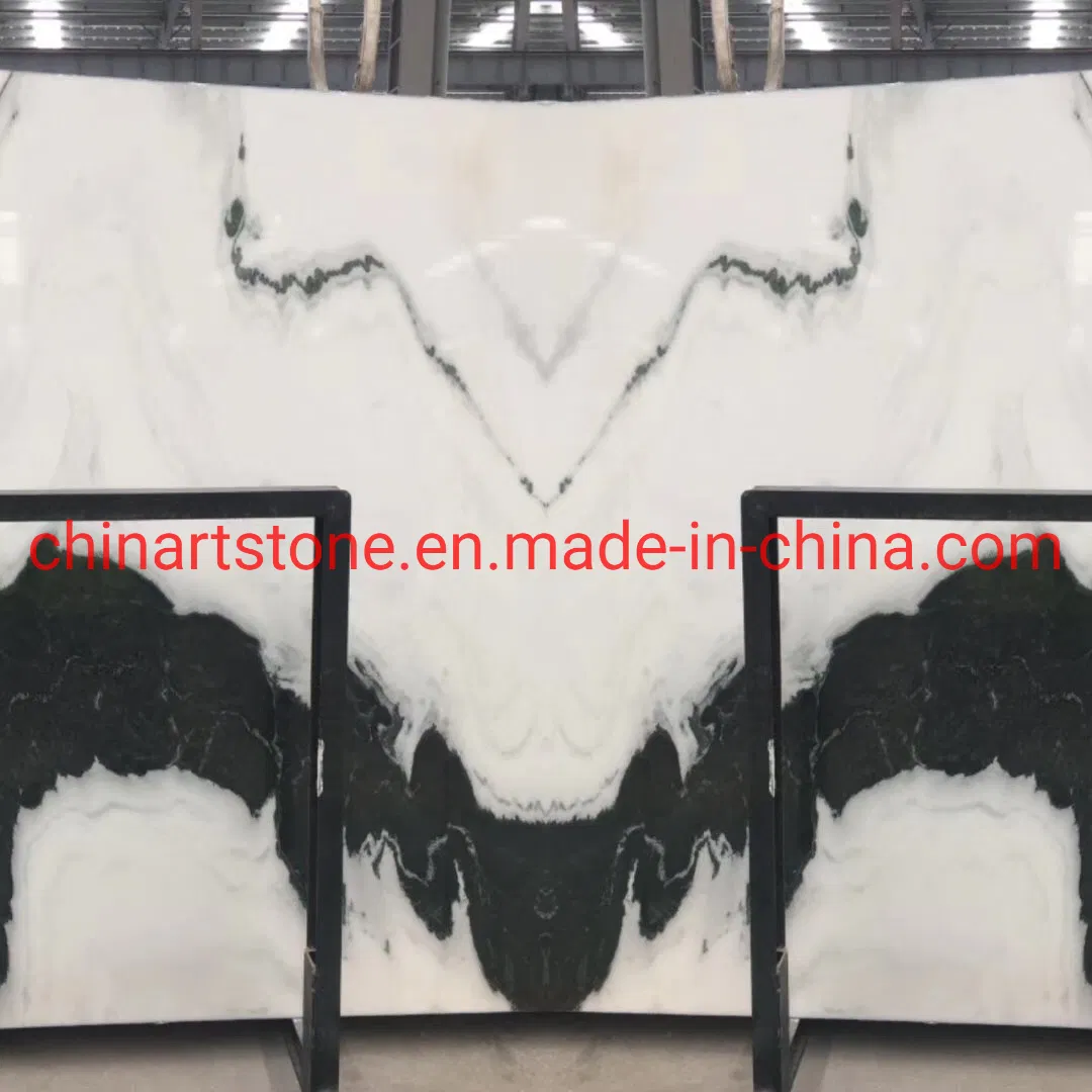Panda White Marble Slab Book-Matched for Wall and Floor Tile