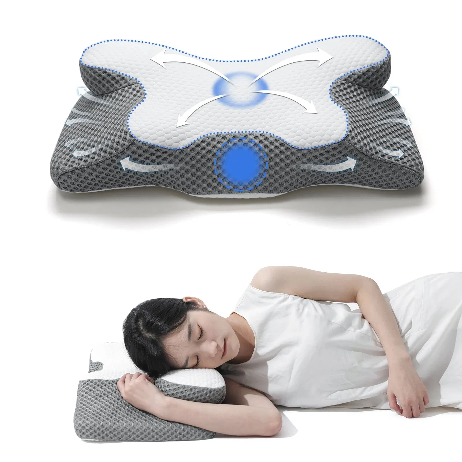 Pulatree Ergonomic Cervical Pillow for Sleeping Orthopedic Support Pillows Odorless Contour Neck Pain Memory Foam Pillow