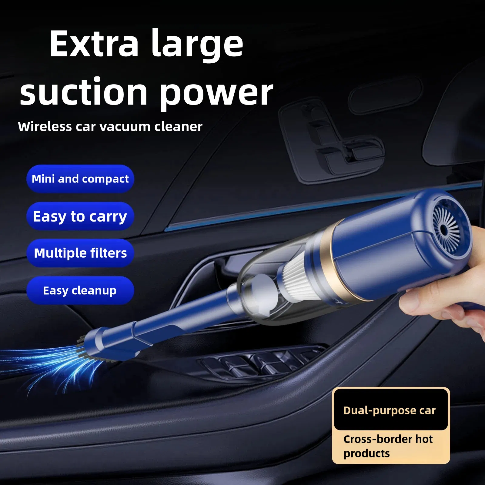 Portable Wireless Car Vacuum Cleaner Integrated Dust Cleaning Blowing & Suction All-in-One Handheld Car Vacuum Cleaner with Dual Use for Home & Car