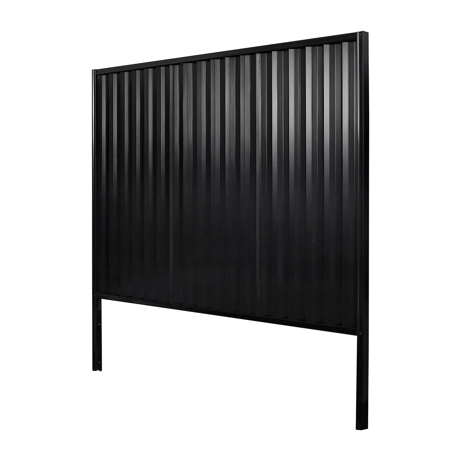 Black White Wood-Grain Privacy Sheet Metal Fence