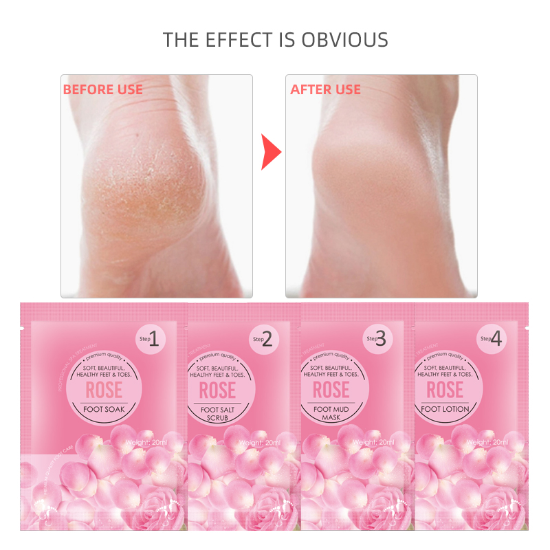 Peeling off Foot Soak Custom Logo Rose Pedicure Salt Moisturizing Exfoliating Feet Scrub
