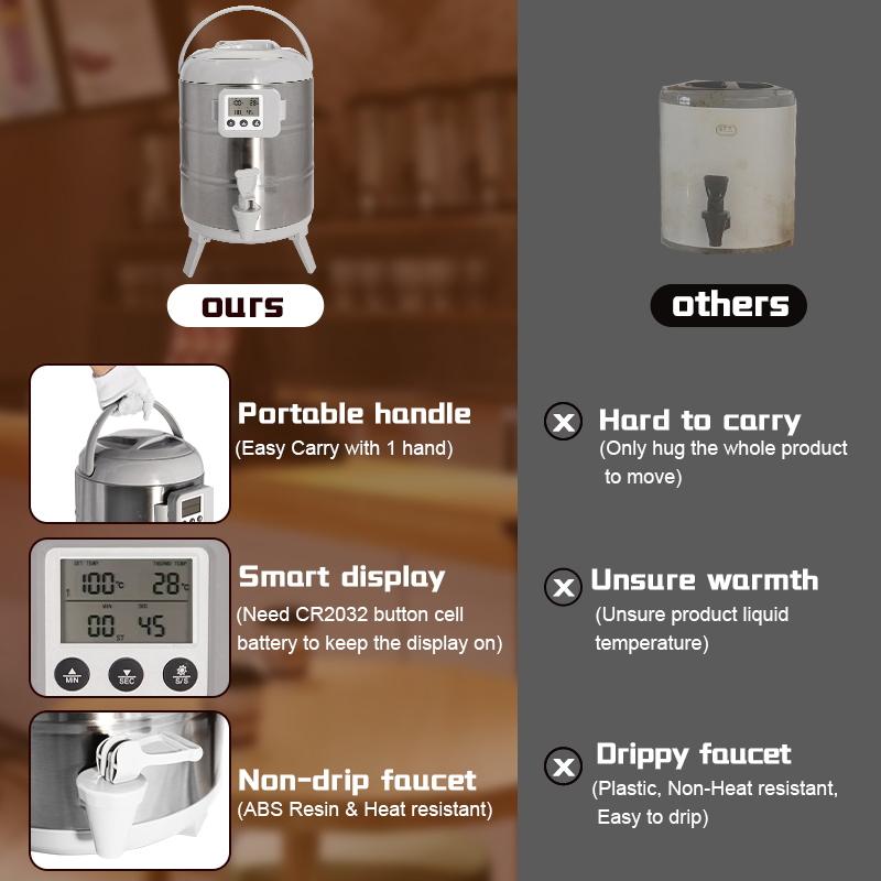 Daosheng Hot Selling Wholesale 6/8/10L Stainless Steel Milk Tea Coffee Bucket Thermal Insulation Beverage Bucket