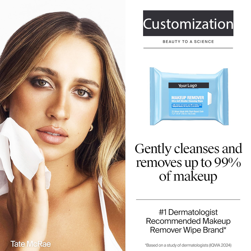 Makeup Remover Wipe Waterproof Plant-Based Alcohol-Free Ultra-Soft Cleansing Facial Towelettes Wet Wipes