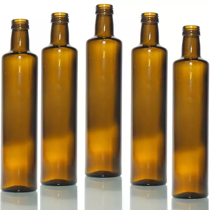 Hot Sale Frosted Clear 100ml 250ml 500ml Glass Olive Oil Bottle with Aluminum Cap Set