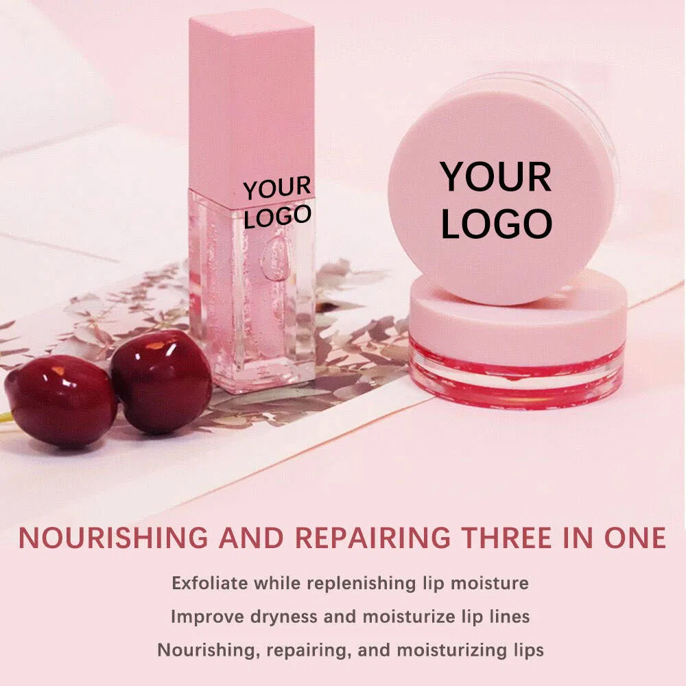 Custom Wholesale Strawberry Private Label Vegan Lip Scrub and Lip Balm Set