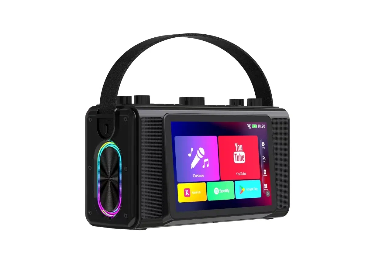 7'' Touch Screen Karaoke All-in-One Mobile KTV Karaoke Machine Outdoor Mobile Speaker with Display Screen for Square Dance Karaoke Video Player