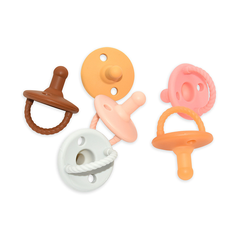 Baby Silicon Glue Pacifier Baby Grinding Teethchewing Toys Sleeping Round Head Pacifier