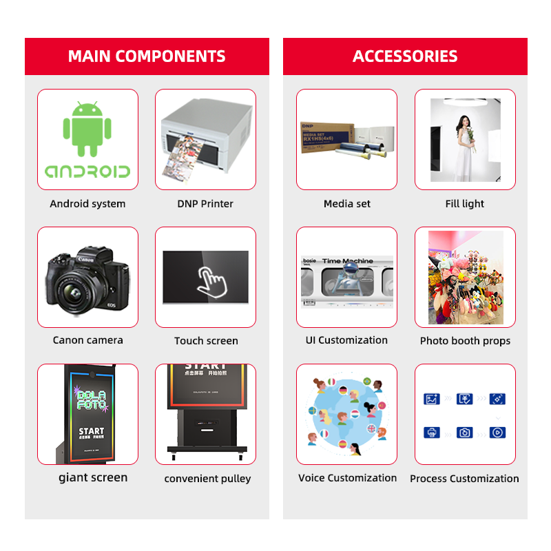 Photo Booth Photobooth Design Selfie Touch Screen LED Frame Booth