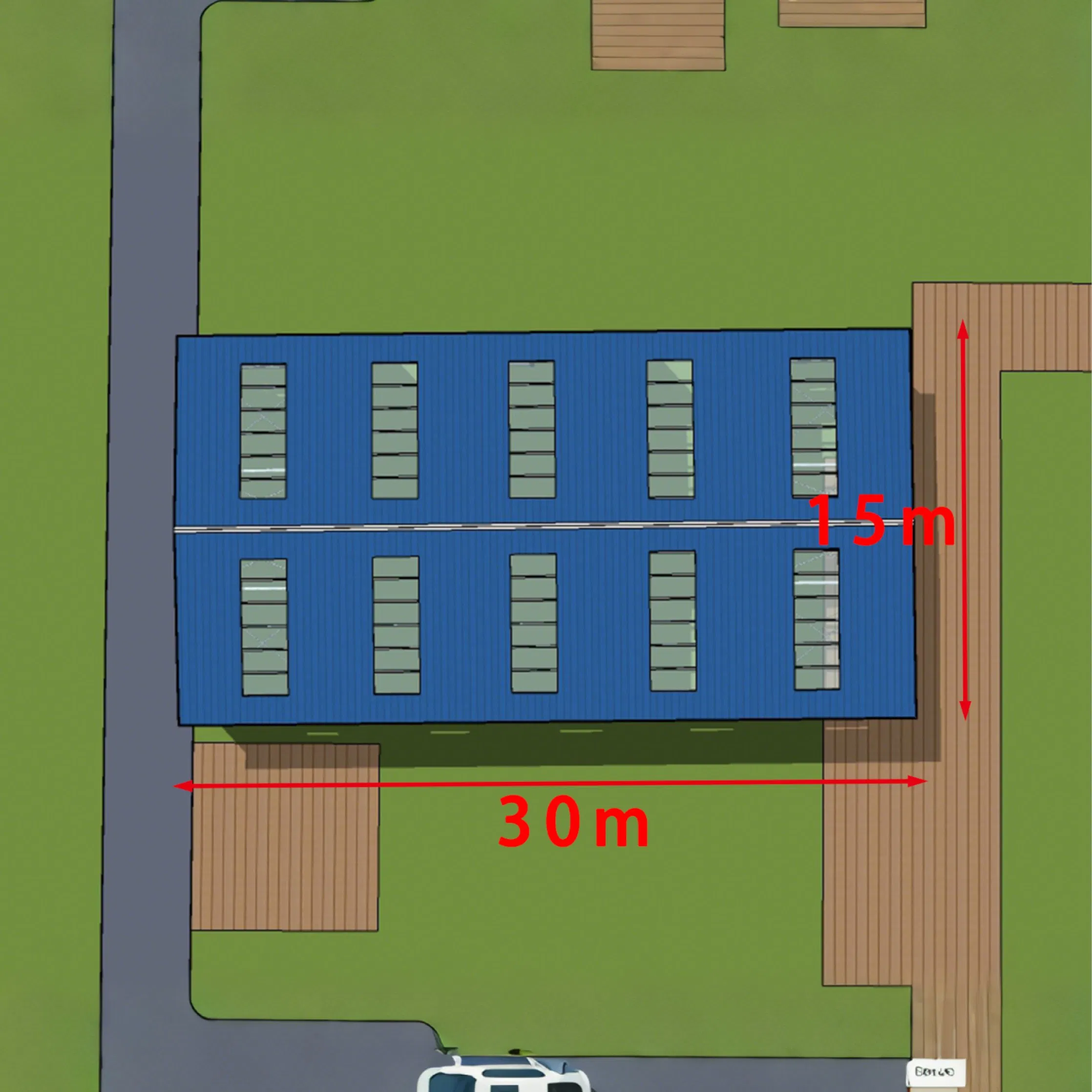 30m X 15m Prefab House Steel Structure Workshop Kits Prefabricated Metal Storage Warehouse Building