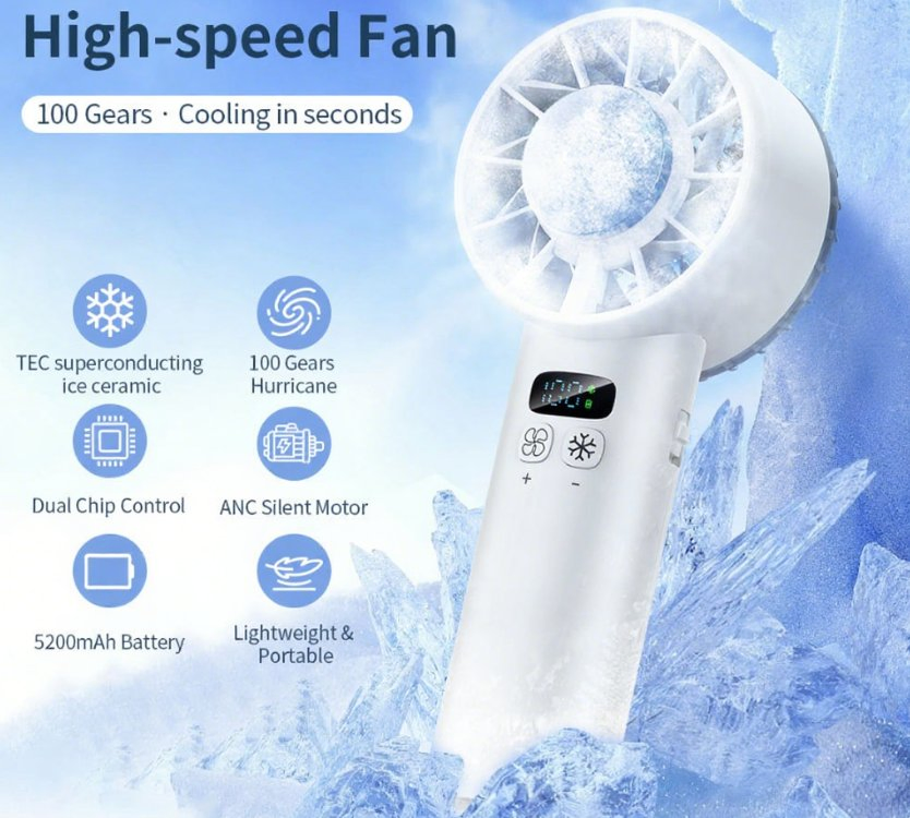 New 5200mAh Rechargeable Portable USB Powered Handheld Mini Cooler Fan