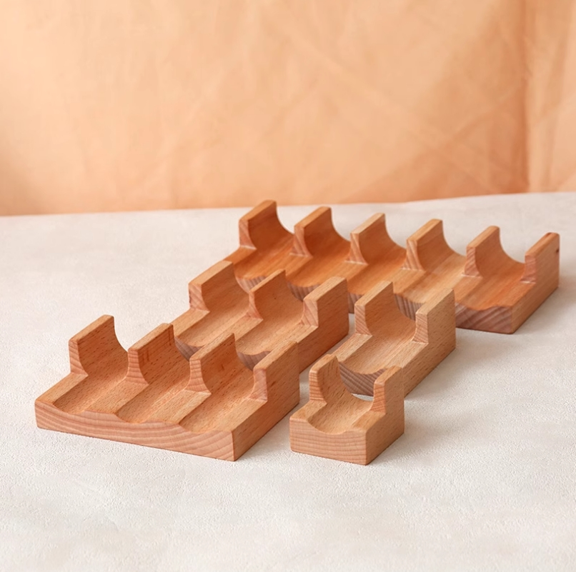 Practical Wooden 5 Divided Sushi Hand Roll Stand for Banquet